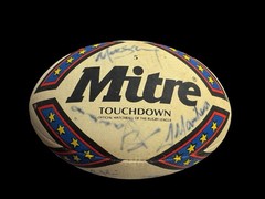 Workington Town Hand Signed Mitre Touchdown Rugby Ball Circa 2001