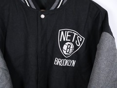 JH Design Brooklyn Nets Wool Bomber Jacket Men&rsquo;s 4XL Black Dark Gray Bomber