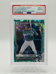 Edwin Arroyo &rsquo;21 Bowman Chrome Draft | #BDC-74 | Aqua Lava Ref | 50/199 | PSA 10