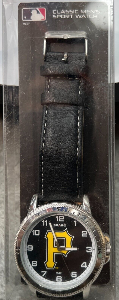 Pittsburgh Pirates Watch Classic Sports Mens Black Leather Sparo MLB Merch
