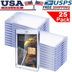 25Pcs Magnetic Trading Sport Card Holders 55PT UV Protection One-Touch Card Case