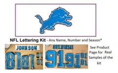 NFL Detroit Lions Lettering Number Custom Kit UNSEWN ANY Year Name for Jersey