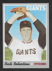 1970 Topps #229 Rich Robertson, San Francisco Giants, EXMT+, Crease Free