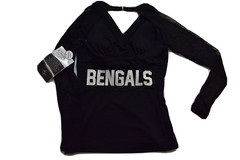 All Sport Couture NFL Womens Cincinnati Bengals Wildkat Black Shirt NWT XS-XL