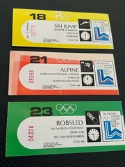 Lot of 3, Lake Placid Winter Olympics 1980 ticket stubs Ski, Bobsled , Alpine