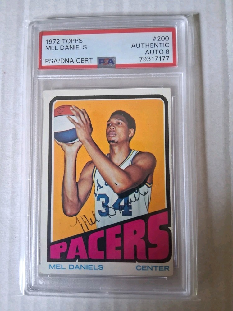1972 Topps #200 Mel Daniels Signed PSA Auto 8 Indiana Pacers ABA NBA HOF 🏀
