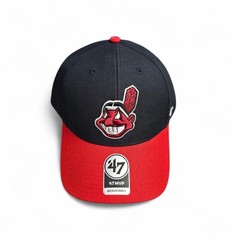 NEW Cleveland Indians Chief Wahoo 47 Brand Adjustable Hat Navy/Red MVP Strapback