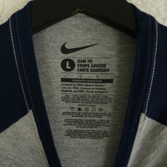 Tampa Bay Rays Shirt Boys Large Gray Blue Slim Fit Raglan 3/4 Sleeve Nike MLB T