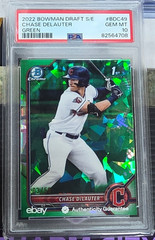 Bowman Chrome Sapphire Green Chase DeLauter Cleveland Guardians /50 #BDC49