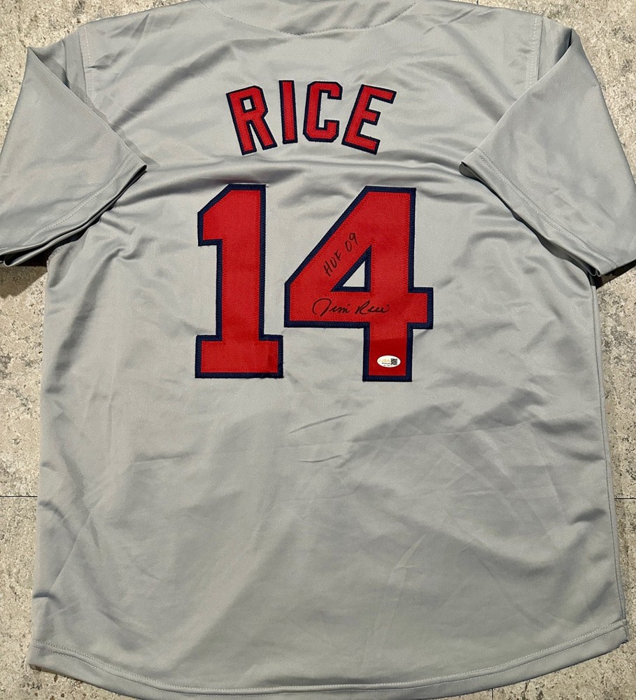Jim Rice Autographed Boston Red Sox custom style jersey HOF 09 COA=JSA