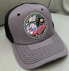 Philadelphia Sports Teams Hat Dark Gray & Black Mesh Snapback Cap Adjustable Hat