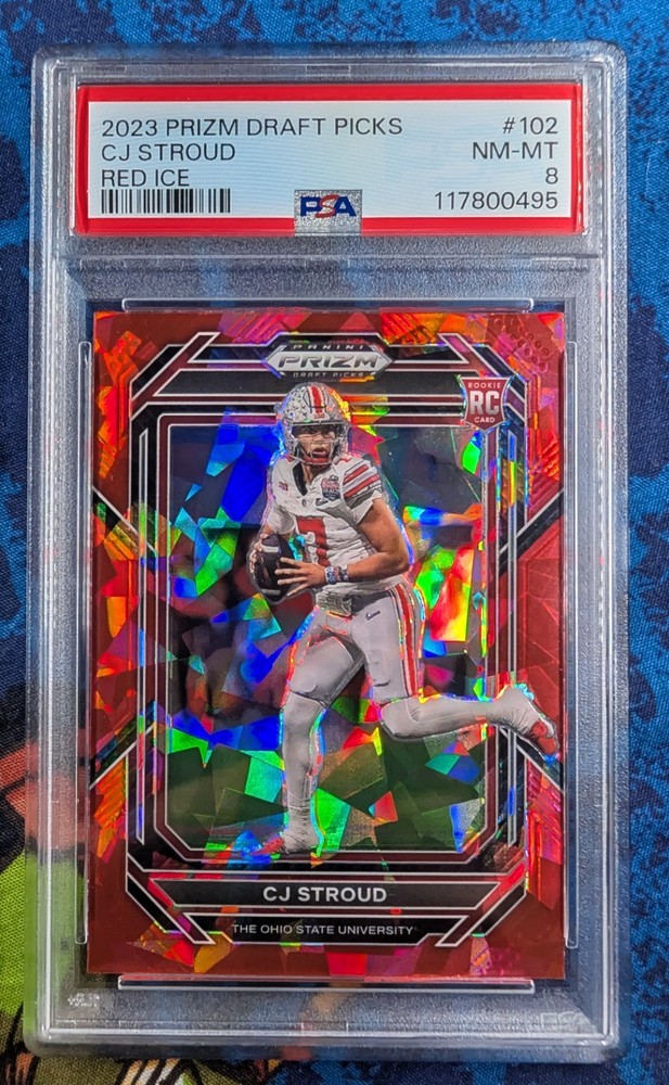 2023 Panini Prizm Draft Picks – C.J. Stroud #102 Red Ice Prizm (RC) PSA 8
