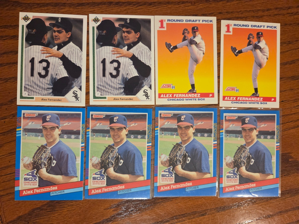 Alex Fernandez Rookie Baseball Card Lot – 8 cards