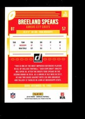 2018 Donruss #368 Breeland Speaks Kansas City Chiefs RC Rookie Card QTY