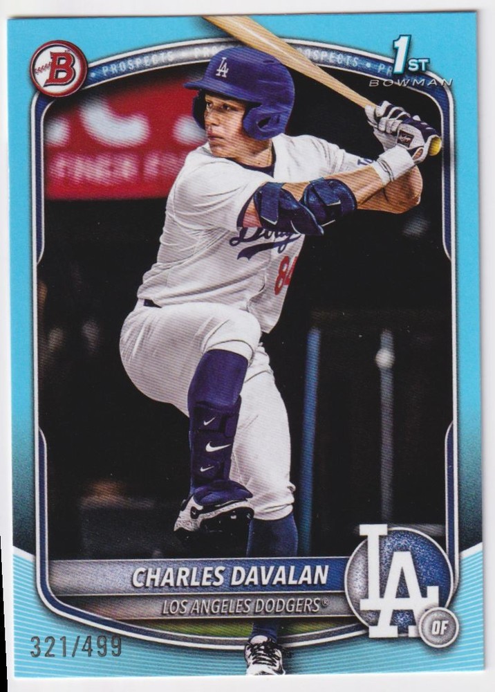 2025 Bowman Draft Sky Blue Border 321/499 Charles Davalan 321/499 Los Angeles