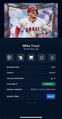 DIGITAL TOPPS BUNT Mike Trout MYSTICAL 25 SUPER RARE GOLD Read