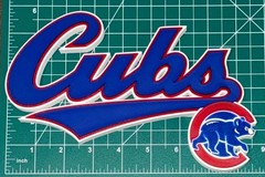 Chicago Cubs Script Sign Logo 3D Printed Blue Red Freestanding Shelf Desk Decor