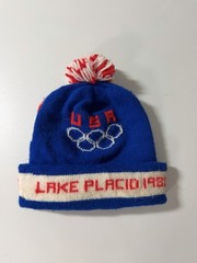 Lake Placid 1980 USA Olympics Team USA Red White Blue Pom Winter Hat Cap