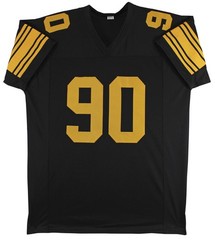 T.J. Watt Signed Black Color Rush Pro Style Jersey w/ Yellow #&rsquo;s BAS Witnessed