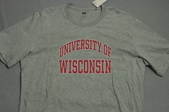 Uniqlo Wisconsin Badgers Shirt Mens Large Gray Graphic NCAA a5
