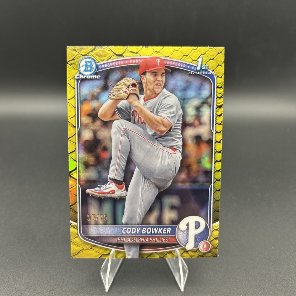 2025 Bowman Draft – Chrome Cody Bowker #BDC-140 Yellow Refractor /75 (RC)