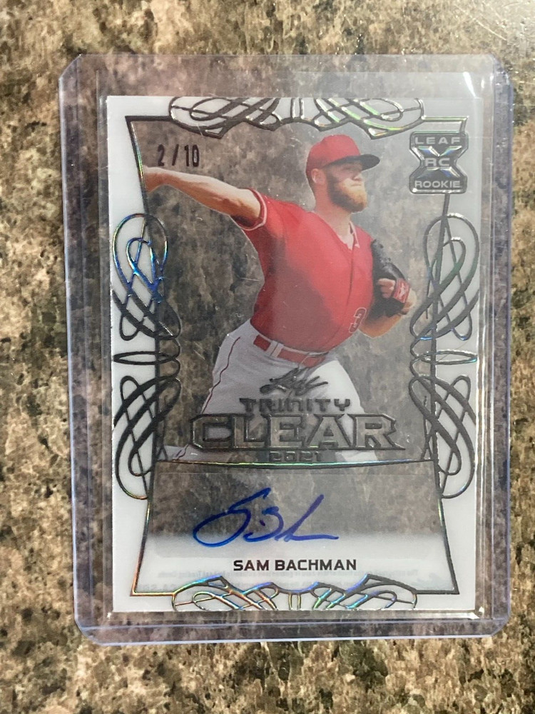 2021 Leaf Trinity Clear Auto 2/10 Sam Bachman RC #CA-SB3 Angels