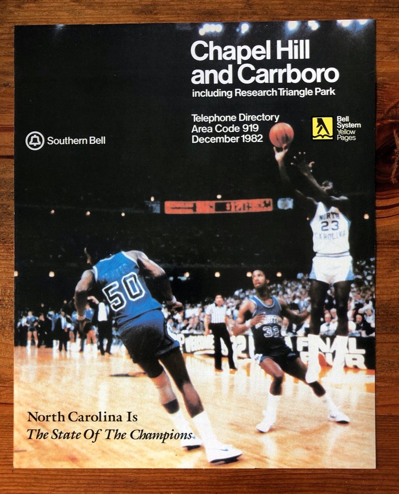Michael Jordan 1982 Chapel Hill NC Telephone Book Cover