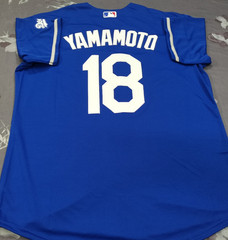 Yoshinobu Yamamoto #18 LAD Dodgers Royal Alternate Cool Base Stitched Jersey.