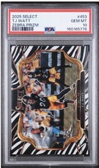Panini 2025 Select T.J. Watt #453 Zebra Prizm PSA 10 Pittsburgh Steelers