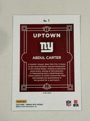 2025 Panini Donruss Optic Football Uptown Abdul Carter #1 Rookie RC NY Giants SP
