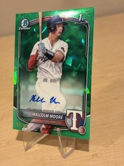 🔥⚾MALCOLM MOORE 2025 Bowman Chrome 1st Green Sapphire Auto SP /99 #RANGERS⚾🔥