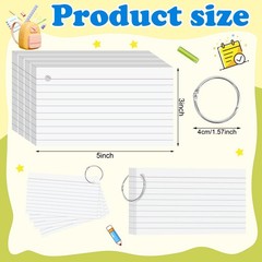 250 Count White Index Cards 3×5 Inch Flash Cards Note Cards with Ring | 180gs…