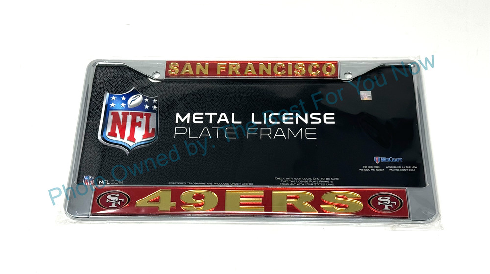 San Francisco 49ers Silver, Gold, and Red Laser License Plate Frame