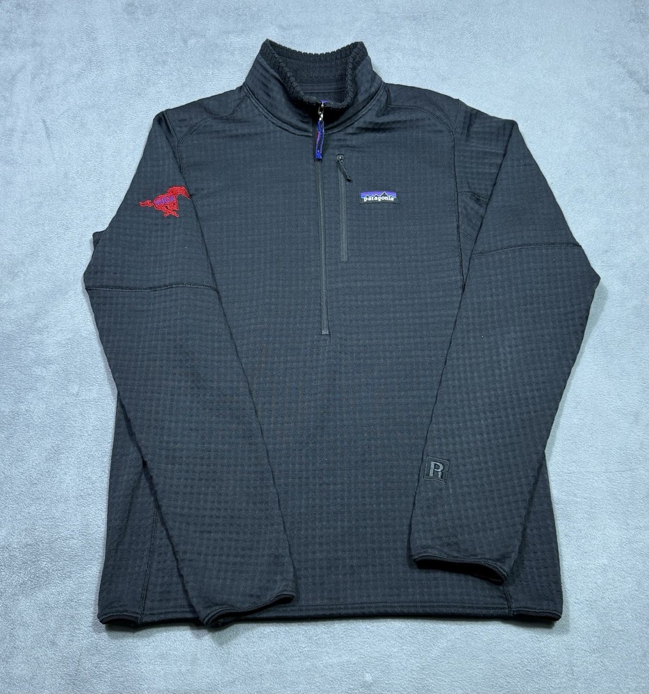SMU Mustangs Jacket Mens M Patagonia R1 Pullover Power Grid Fleece VUCA Polartec
