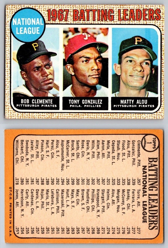 1968 TOPPS Baseball – Base Cards (1-554) – U Pick Complete Your Set
