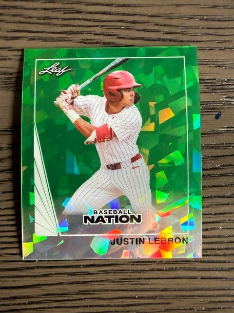 2026 Leaf Baseball Nation Justin Lebron green crystal 17/25 Alabama