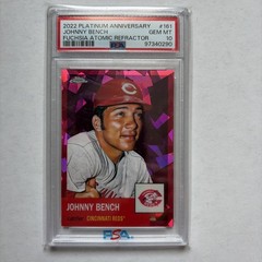 2022 Platinum Anniversary Johnny Bench Fuchsia Atomic Refractor /100 #161 PSA 10