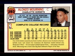 1992-93 TOPPS BASKETBALL #393 ALONZO MOURNING ROOKIE RC
