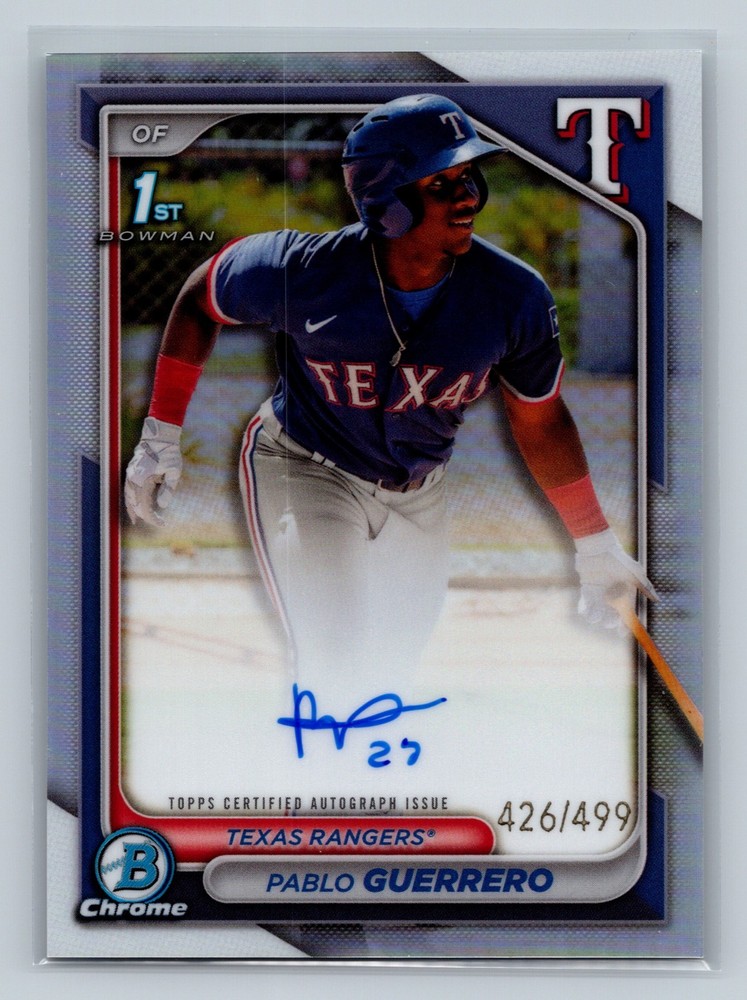 Pablo Guerrero 2024 Bowman Chrome 1st Refractor Auto /499 #CPA-PG Rangers