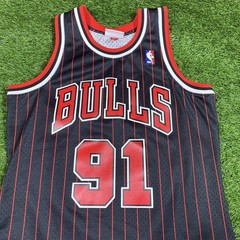 Dennis Rodman Chicago Bulls Jersey Mitchell Ness Mens Medium #91 Black