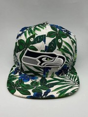 New Era 9Fifty Seahawks Hat Floral Blue Green Hawaiian Embroidered Logo Snapback
