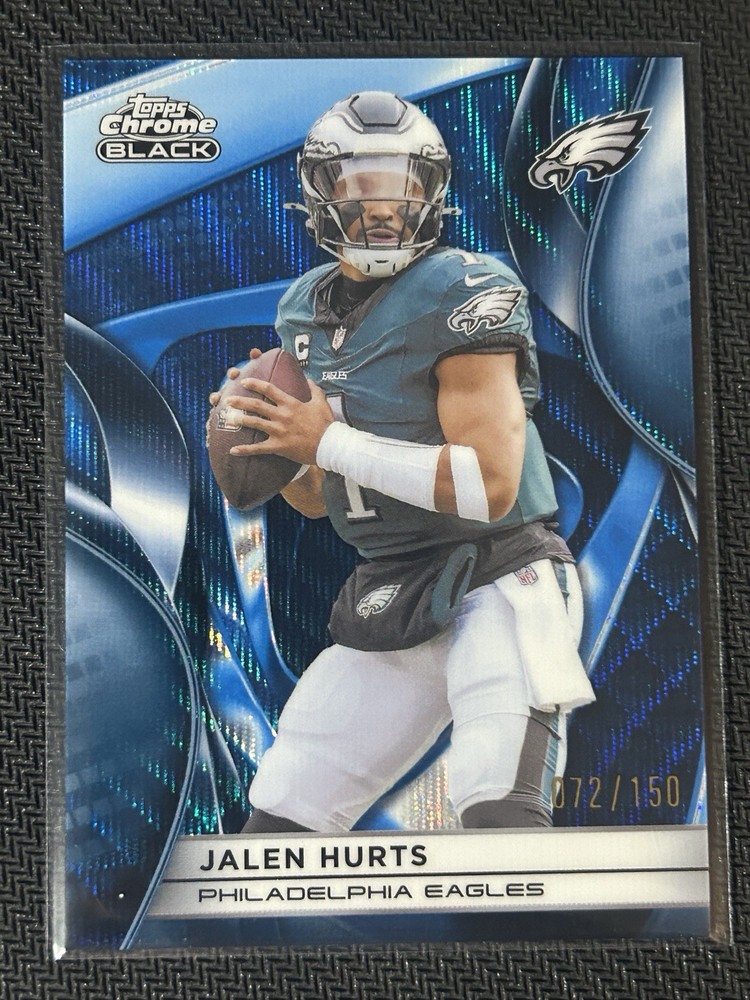 JALEN HURTS 2025 TOPPS CHROME BLACK BLUE WAVE REFRACTOR /150 #81 EAGLES