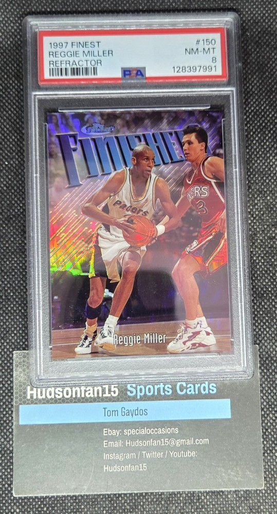 Reggie Miller 1997-98 Topps Finest Finishers #150 Refractor /1090 PSA 8 Uncommon