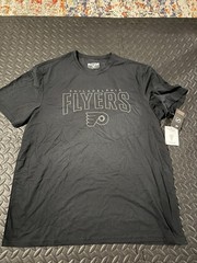 Philadelphia Flyers Black T Shirt L Blackout Logo NHL Hockey NWT