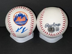 AJ Ewing Mets Auto Signed Major League Team Logo Baseball Beckett Hologram