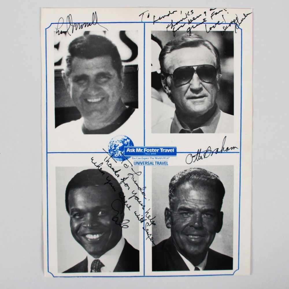 Otto Graham Signed Photo 8×10 w/ Gale Sayers, Don Shula & Earl Morrall – COA JSA
