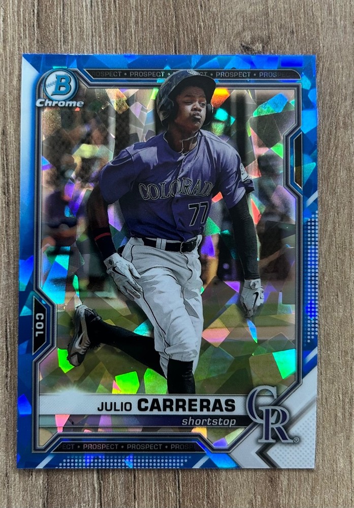 2021 Bowman Draft Chrome Julio Carreras Sapphire #BDC-30 Colorado Rockies