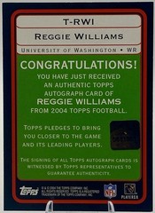 2004 Topps – Autographs Reggie Williams #T-RWI (AU, RC)