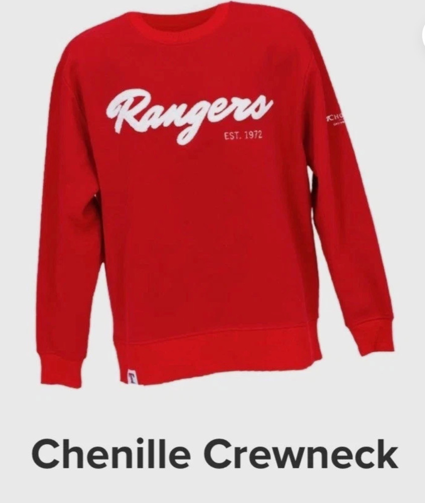 Texas Rangers Chenille Pullover Adult Medium Crewneck 4/6/26 SGA Giveaway GLF