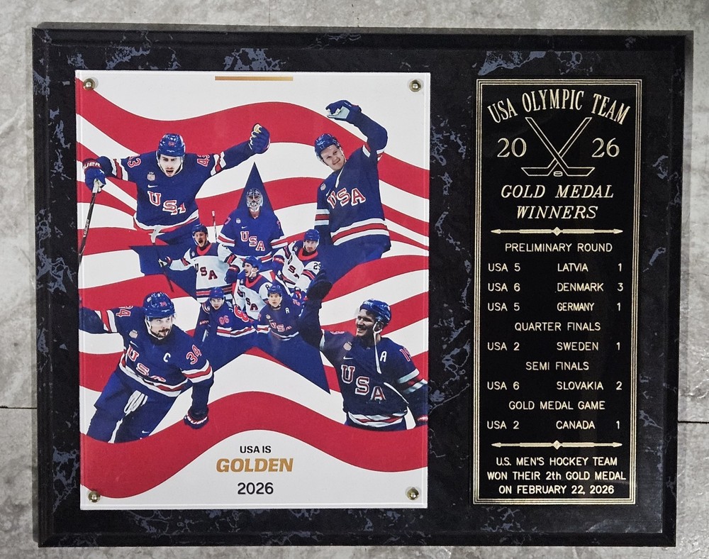 2026 U.S. MENS HOCKEY TEAM OLYMPIC GOLD MEDAL CHAMPIONS 12X15 PLAQUE